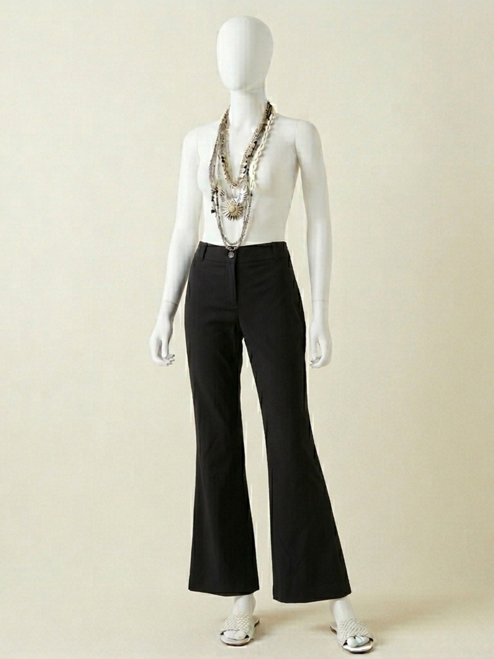 Women's Vtg Black Boot-Cut Pants with Flared Hem Y2K